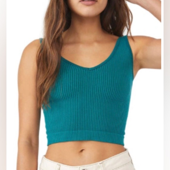 Free People Tops - Free People Solid Rib Brami Crop Tank Size M/L mermaid scale NWT FP
